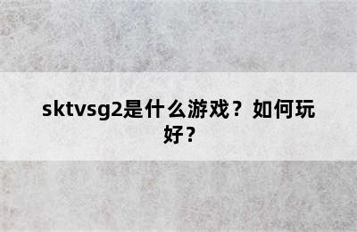 sktvsg2是什么游戏？如何玩好？