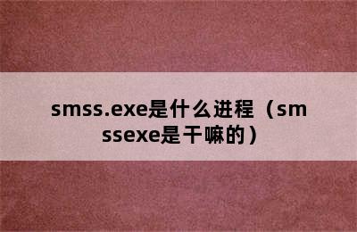 smss.exe是什么进程（smssexe是干嘛的）