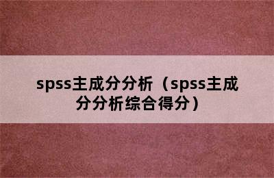 spss主成分分析（spss主成分分析综合得分）