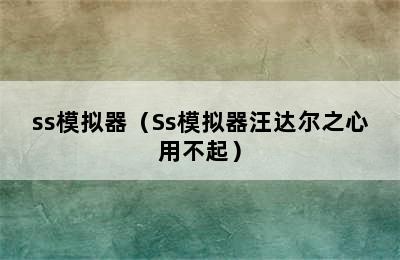 ss模拟器（Ss模拟器汪达尔之心用不起）