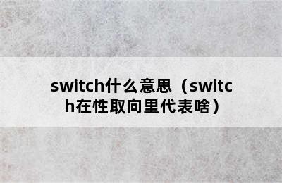 switch什么意思（switch在性取向里代表啥）