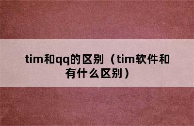 tim和qq的区别（tim软件和有什么区别）