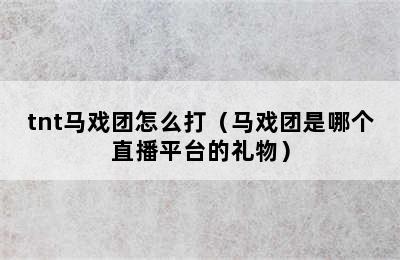 tnt马戏团怎么打（马戏团是哪个直播平台的礼物）