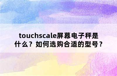 touchscale屏幕电子秤是什么？如何选购合适的型号？