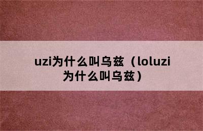 uzi为什么叫乌兹（loluzi为什么叫乌兹）