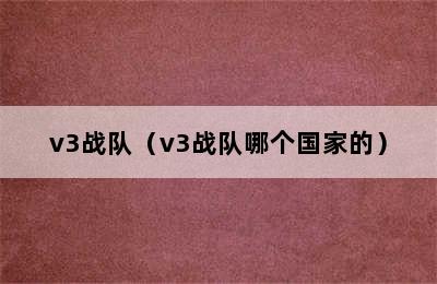 v3战队（v3战队哪个国家的）