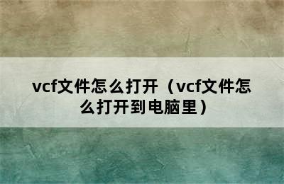 vcf文件怎么打开（vcf文件怎么打开到电脑里）