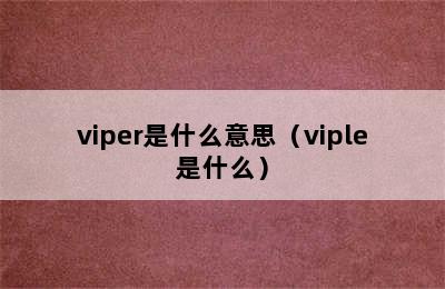 viper是什么意思（viple是什么）