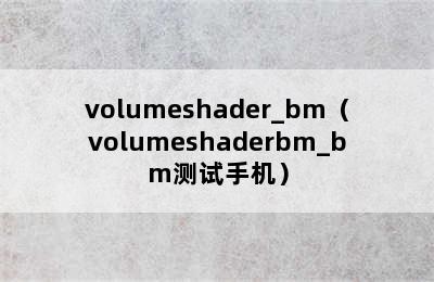 volumeshader_bm（volumeshaderbm_bm测试手机）