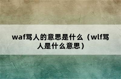 waf骂人的意思是什么（wlf骂人是什么意思）