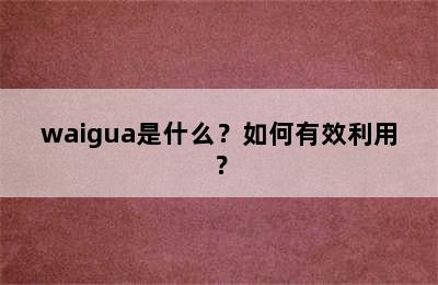 waigua是什么？如何有效利用？