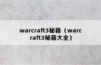 warcraft3秘籍（warcraft3秘籍大全）