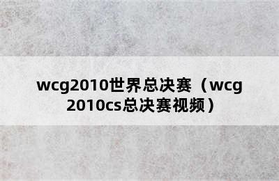 wcg2010世界总决赛（wcg2010cs总决赛视频）