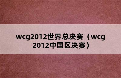 wcg2012世界总决赛（wcg2012中国区决赛）