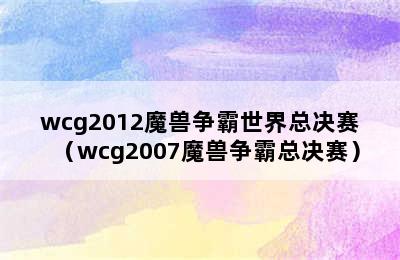 wcg2012魔兽争霸世界总决赛（wcg2007魔兽争霸总决赛）