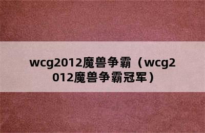 wcg2012魔兽争霸（wcg2012魔兽争霸冠军）