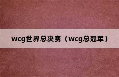 wcg世界总决赛（wcg总冠军）