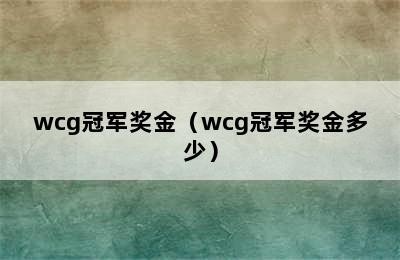 wcg冠军奖金（wcg冠军奖金多少）