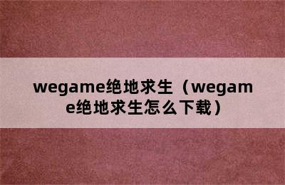 wegame绝地求生（wegame绝地求生怎么下载）