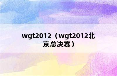 wgt2012（wgt2012北京总决赛）