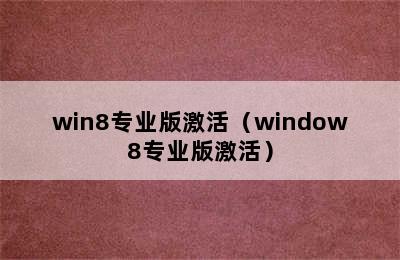 win8专业版激活（window8专业版激活）
