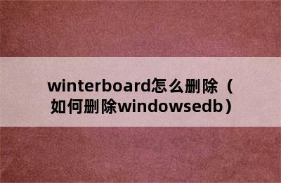 winterboard怎么删除（如何删除windowsedb）