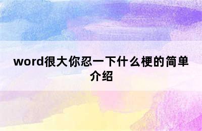 word很大你忍一下什么梗的简单介绍