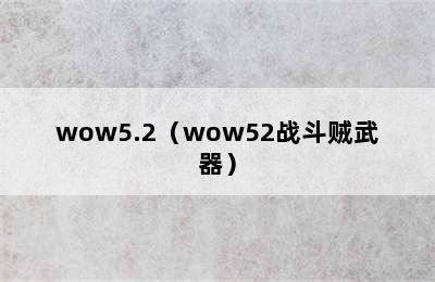 wow5.2（wow52战斗贼武器）