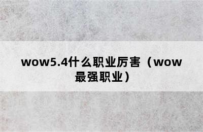 wow5.4什么职业厉害（wow最强职业）