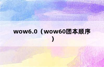 wow6.0（wow60团本顺序）