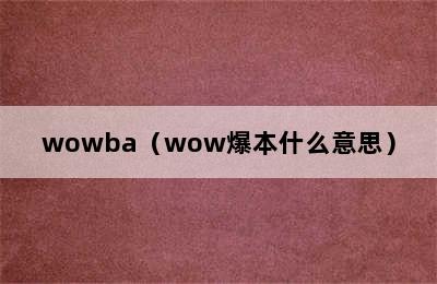 wowba（wow爆本什么意思）