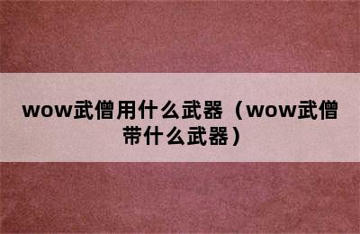 wow武僧用什么武器（wow武僧带什么武器）