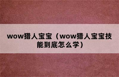 wow猎人宝宝（wow猎人宝宝技能到底怎么学）