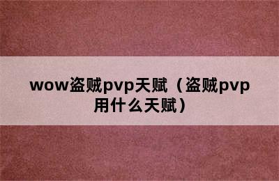 wow盗贼pvp天赋（盗贼pvp用什么天赋）