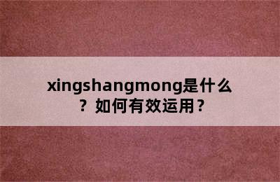 xingshangmong是什么？如何有效运用？