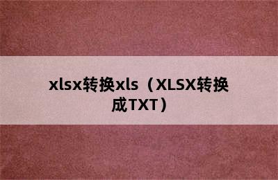 xlsx转换xls（XLSX转换成TXT）