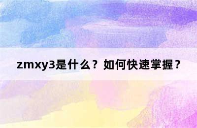 zmxy3是什么？如何快速掌握？