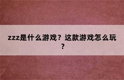 zzz是什么游戏？这款游戏怎么玩？