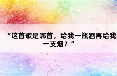 “这首歌是哪首，给我一瓶酒再给我一支烟？”