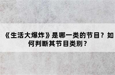 《生活大爆炸》是哪一类的节目？如何判断其节目类别？