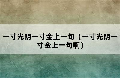 一寸光阴一寸金上一句（一寸光阴一寸金上一句啊）