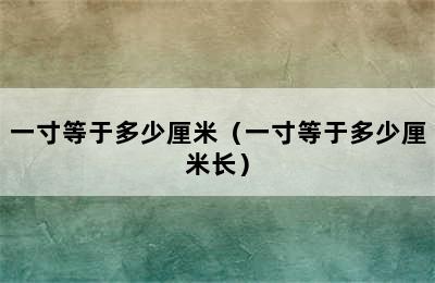 一寸等于多少厘米（一寸等于多少厘米长）