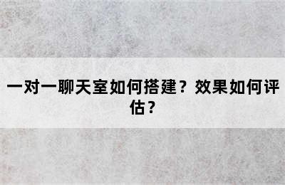 一对一聊天室如何搭建？效果如何评估？