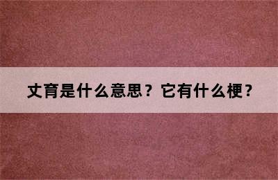 丈育是什么意思？它有什么梗？