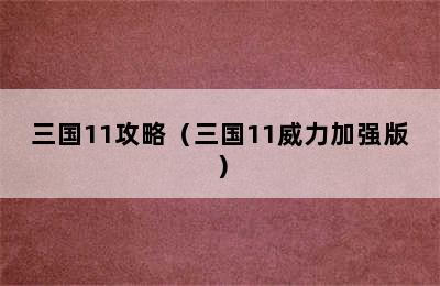 三国11攻略（三国11威力加强版）