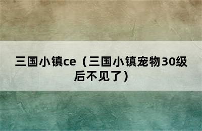 三国小镇ce（三国小镇宠物30级后不见了）