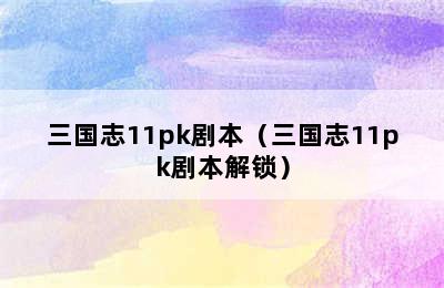 三国志11pk剧本（三国志11pk剧本解锁）