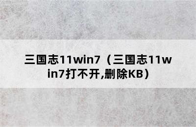 三国志11win7（三国志11win7打不开,删除KB）