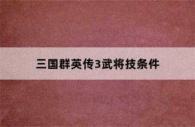 三国群英传3武将技条件