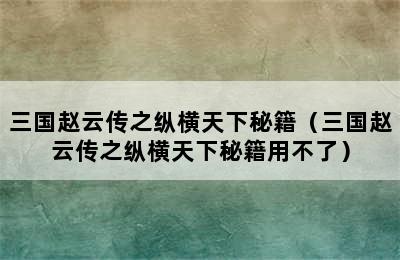 三国赵云传之纵横天下秘籍（三国赵云传之纵横天下秘籍用不了）